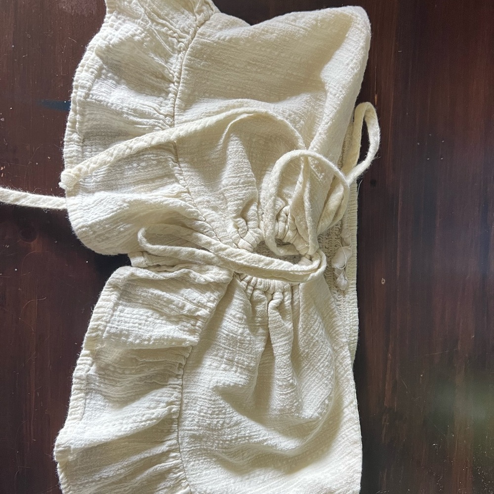 Cream Ruffled Strapless Top - Picture 1 of 2